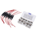 72pcs 6x30mm 0.5-30A Quick Blow Glass Fuses Kit + 16 AWG Wire AGC Inline Fuse Holder Screw Type
