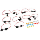 10x Inline 14AWG Blade ATM Medium Fuse Holder & 20x Fuses Set for Boat Car Marine