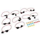 10x Inline 14AWG Blade ATM Medium Fuse Holder & 20x Fuses Set for Boat Car Marine