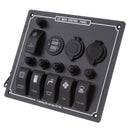 Red LED 6 Gang 12V/24V with Rocker Switch Panel Waterproof for Marine Boat