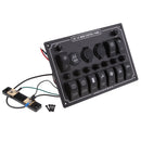 Red LED 10 Gang 12V/24V with Rocker Switch Panel Waterproof for Marine Boat
