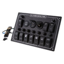 Red LED 10 Gang 12V/24V with Rocker Switch Panel Waterproof for Marine Boat