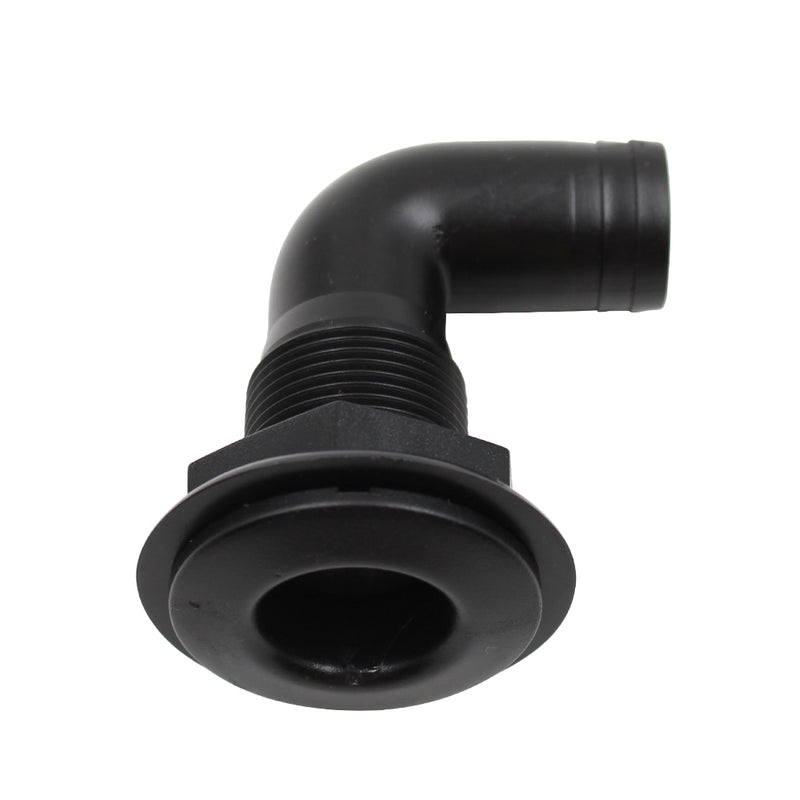 1'' Black Polypropylene Thru Hull Fitting Hose 90 Degree For Marine Boat