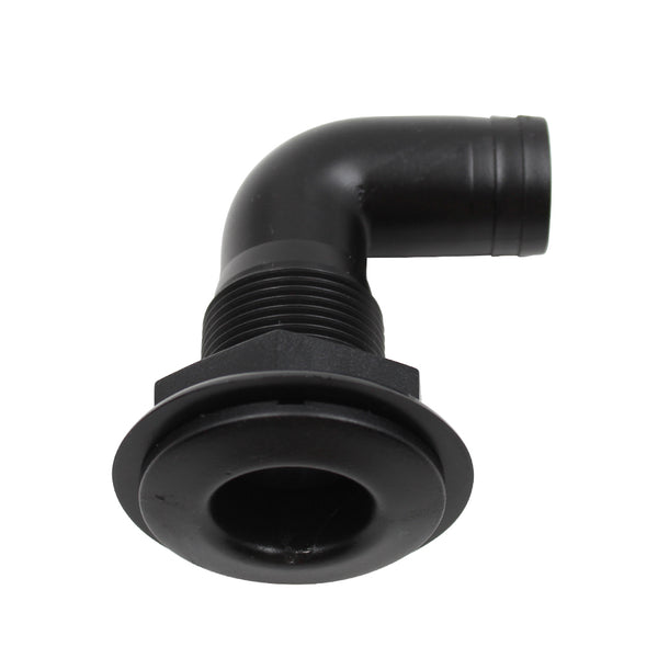 1'' Black Polypropylene Thru Hull Fitting Hose 90 Degree For Marine Boat