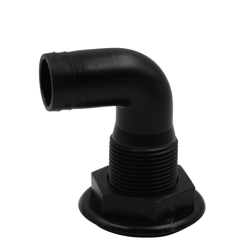 1'' Black Polypropylene Thru Hull Fitting Hose 90 Degree For Marine Boat