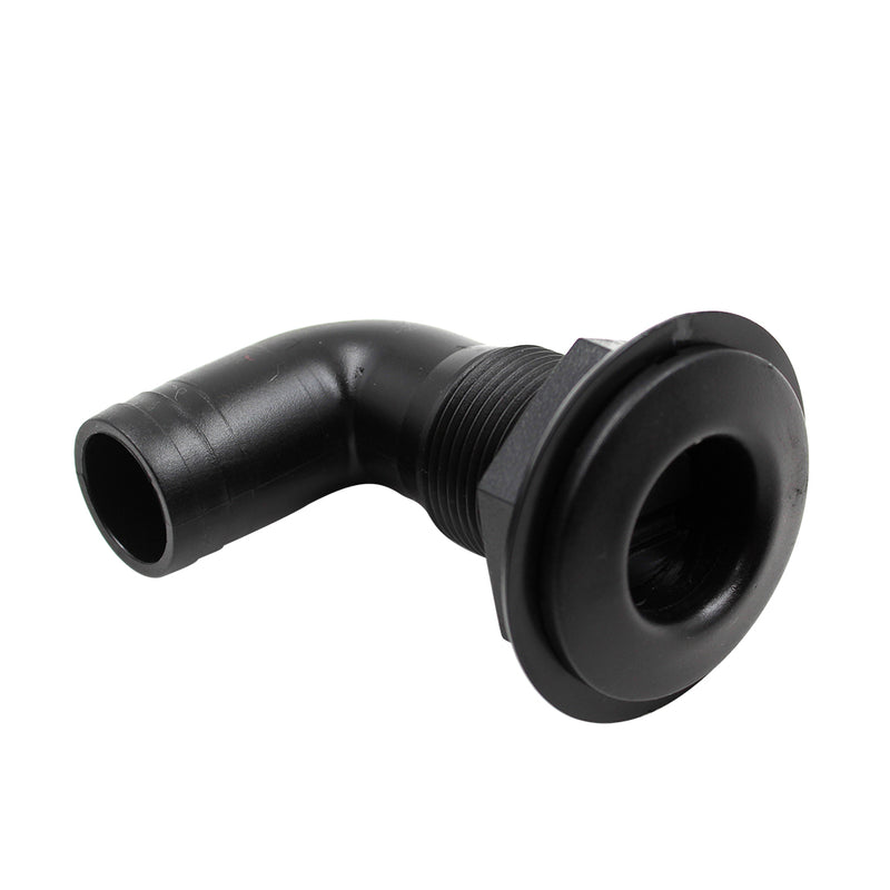 1'' Black Polypropylene Thru Hull Fitting Hose 90 Degree For Marine Boat