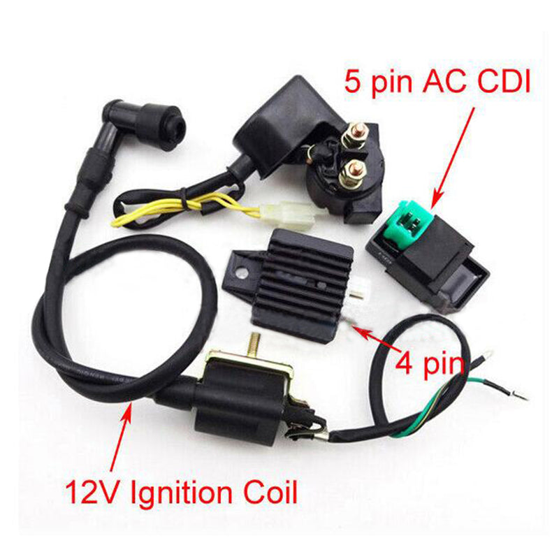 1 Set CDI Box Ignition Coil Solenoid Relay for 50cc 70cc 90cc 110cc ATV Dirt Bike