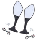2X Motorcycle LED Turn Signal Light Blinker Indicator Side Marker Integrated Black Racing Side Rear View Mirror for Honda