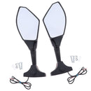 2X Motorcycle LED Turn Signal Light Blinker Indicator Side Marker Integrated Black Racing Side Rear View Mirror for Honda