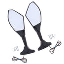 2X Motorcycle LED Turn Signal Light Blinker Indicator Side Marker Integrated Black Racing Side Rear View Mirror for Honda