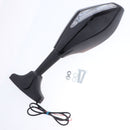 2X Motorcycle LED Turn Signal Light Blinker Indicator Side Marker Integrated Black Racing Side Rear View Mirror for Honda
