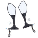2X Motorcycle LED Turn Signal Light Blinker Indicator Side Marker Integrated Black Racing Side Rear View Mirror for Suzuki