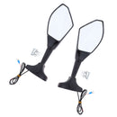 2X Motorcycle LED Turn Signal Light Blinker Indicator Side Marker Integrated Black Racing Side Rear View Mirror for Suzuki
