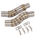 2x Stainless Steel 51mm Exhaust Muffler Middle Link Pipe for Kawasaki Z-1000 2010-2016