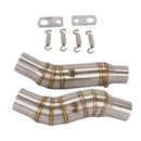 2x Stainless Steel 51mm Exhaust Muffler Middle Link Pipe for Kawasaki Z-1000 2010-2016
