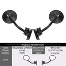 Car Round Billet Side Rear View Mirrors for 2.3 Inch Clamp for 1997-2017 Jeep Wrangler