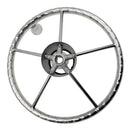 Made 5-Spoke 13-1/2 Inch Destroyer Style Stainless Boat Steering Wheel with Big Size Knob