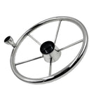 Made 5-Spoke 13-1/2 Inch Destroyer Style Stainless Boat Steering Wheel with Big Size Knob
