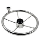 Made 5-Spoke 13-1/2 Inch Destroyer Style Stainless Boat Steering Wheel with Big Size Knob