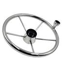 Made 5-Spoke 13-1/2 Inch Destroyer Style Stainless Boat Steering Wheel with Big Size Knob