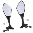 2x Universal Heavy Duty Racing Side Rear View Mirrors Adjustable Mirrors with LED Lights for Motorbikes ATV Cafe Racer, Black