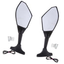 2x Universal Heavy Duty Racing Side Rear View Mirrors Adjustable Mirrors with LED Lights for Motorbikes ATV Cafe Racer, Black