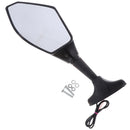 2x Universal Heavy Duty Racing Side Rear View Mirrors Adjustable Mirrors with LED Lights for Motorbikes ATV Cafe Racer, Black