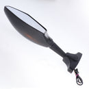 2x Universal Heavy Duty Racing Side Rear View Mirrors Adjustable Mirrors with LED Lights for Motorbikes ATV Cafe Racer, Black