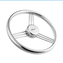 Stainless Steel Boat Steering Wheel - 5.3 inch 9 Spoke Marine Boat Steering Wheel 15 Degree