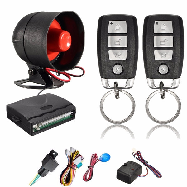 1 Way Car Security Alarm System w/2 Key Remote Controls Shock Sensor Universal