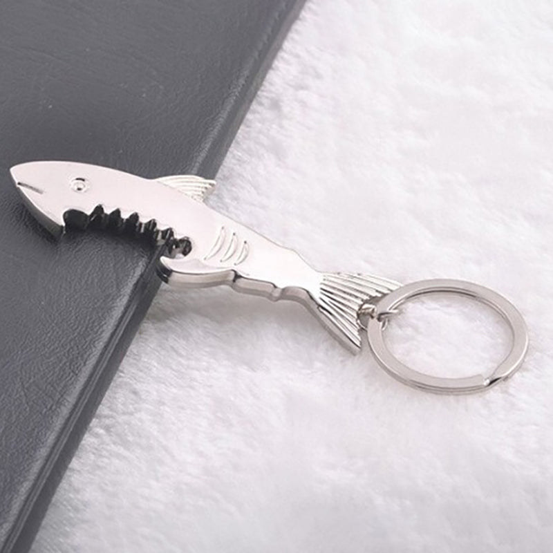 Cutely Shark Glossy Keychain Sliver Metal Bottle Opener Mini Multi Functional Keychain