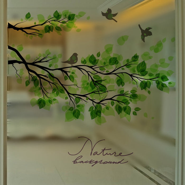 60x58cm Frosted Opaque Glass Window Film Tree And Bird Privacy Glass Stickers Home Decor