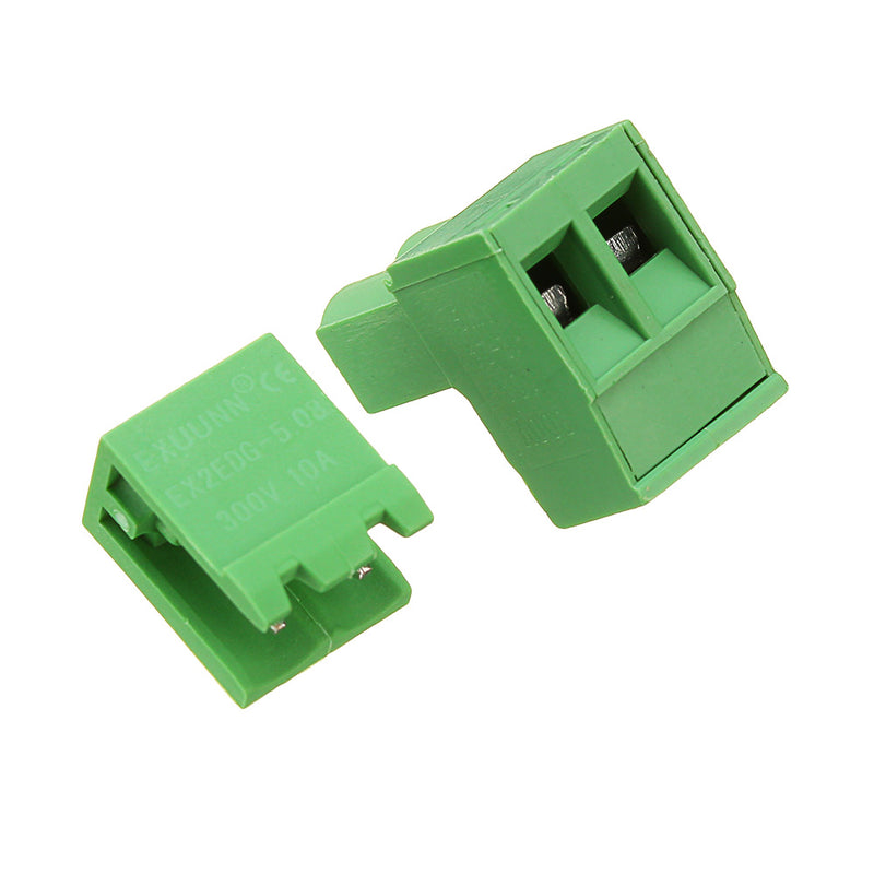 5pcs 5.08mm Pitch 2Pin Plug in Screw PCB Dupont Cable Terminal Block Connector Right Angle