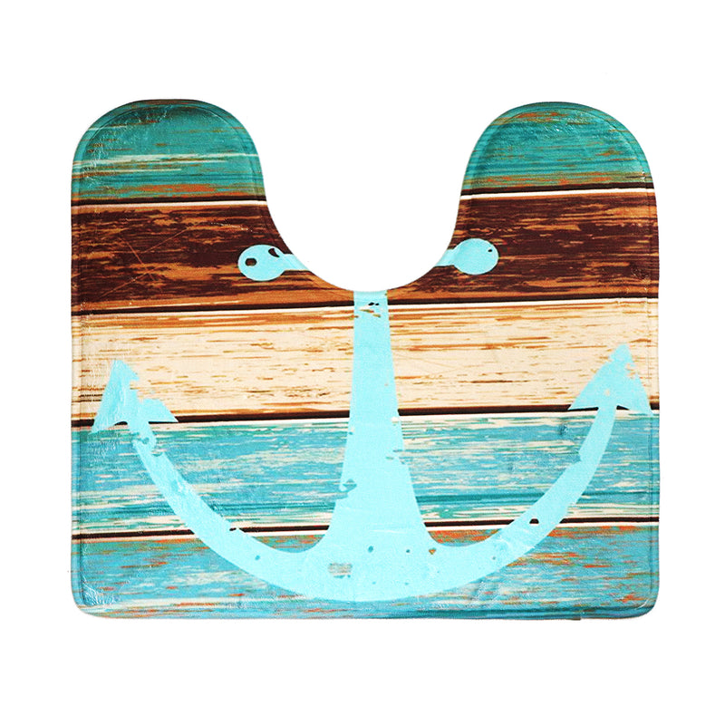 3Pcs Retro Old Style Anchor Non-Slip Bathroom Carpet Toilet Seat Cover Bath Mat Creative Set