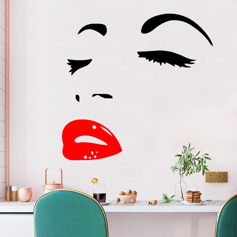 Miico FX1258 Red Lip Beauty Girl Wall Sticker Wall Art Home Decoration Stiker