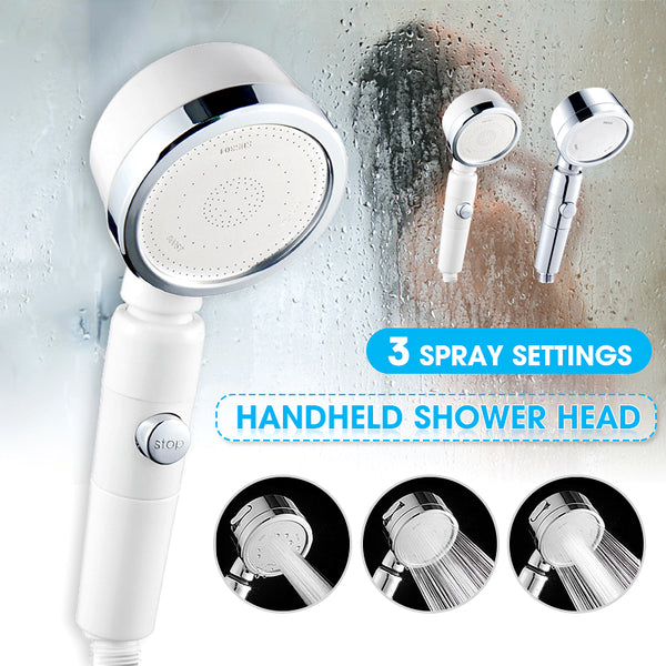 High-Pressure Handheld Shower Head 3 Spray Settings Bathroom 360 Rotating Showerhead