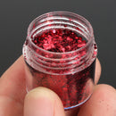 Red Nail Art Glitter Powder Sequins Decoration Tips 3D Mixed Dust