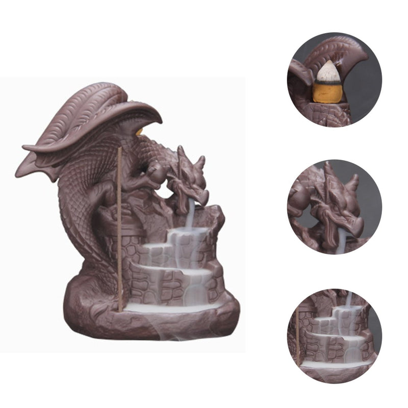 Auspicious Dragon Purple Sand Smoke Backflow Incense Burner Creative Aromatherapy Censer Decorations