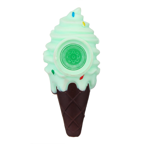 Lightweight Portable Ice Cream Shape Silicone Smoking Pipes T obacco H ookah Weed Pipe C igarette Filter Random Color