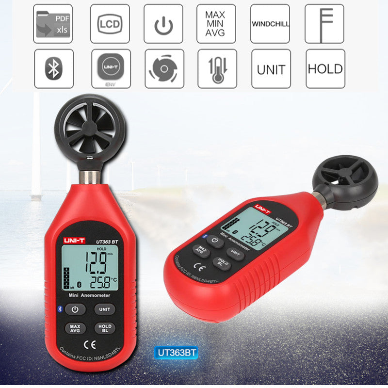 UNI-T bluetooth Digital LCD Anemometer Gauge Wind Flow Speed Temperature Tester