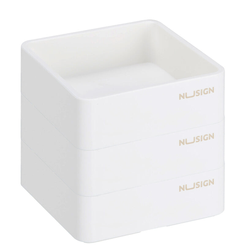 NUSIGN NS028 Stackable Combination Small 3 Layers Square Trays ABS Paperclip Holder Storage Tray Desktop Organizer