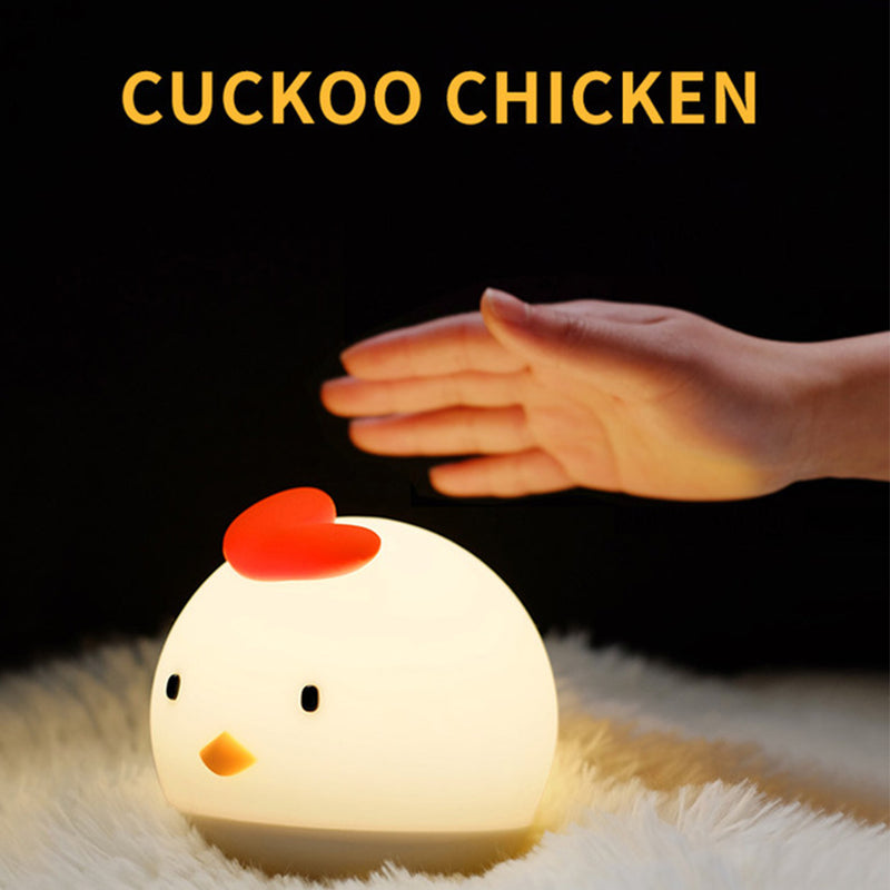 Home Creative Tumbler Cartoon Silicone Cuckoo Chicken Night Light Patting Lamp Bedside Baby Sleep Night Light