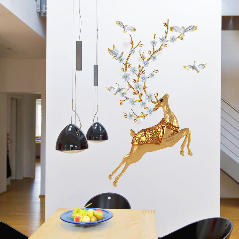 Miico SK9345 Golden Deer Painting Sticker Wall Sticker Home Decorative Sticker Removable Sticker