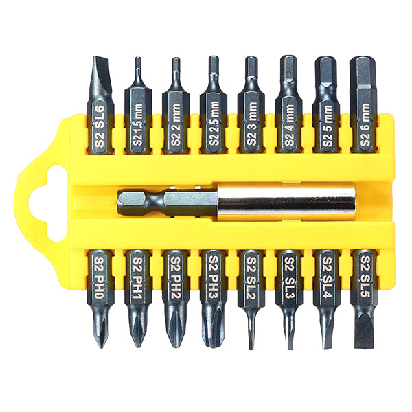 BROPPE 17pcs 1/4 Hex Shank Screwdriver Bits Set Hex Phillips Slotted Screwdriver Bits with Holder