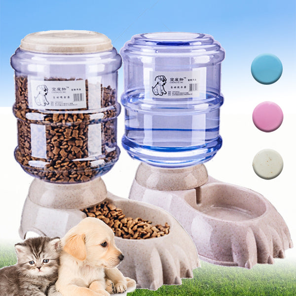 3.8L Large Automatic Pet Food Drink Dispenser Dog Cat Feeder Water Bowl Automatic Waterer