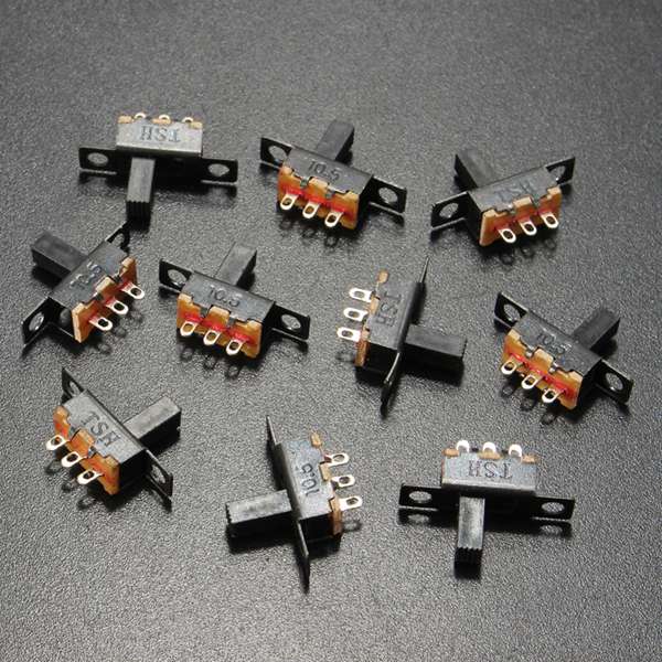 10Pcs Black Mini Size SPDT Slide Switches On-Off 100V 2A DIY Material