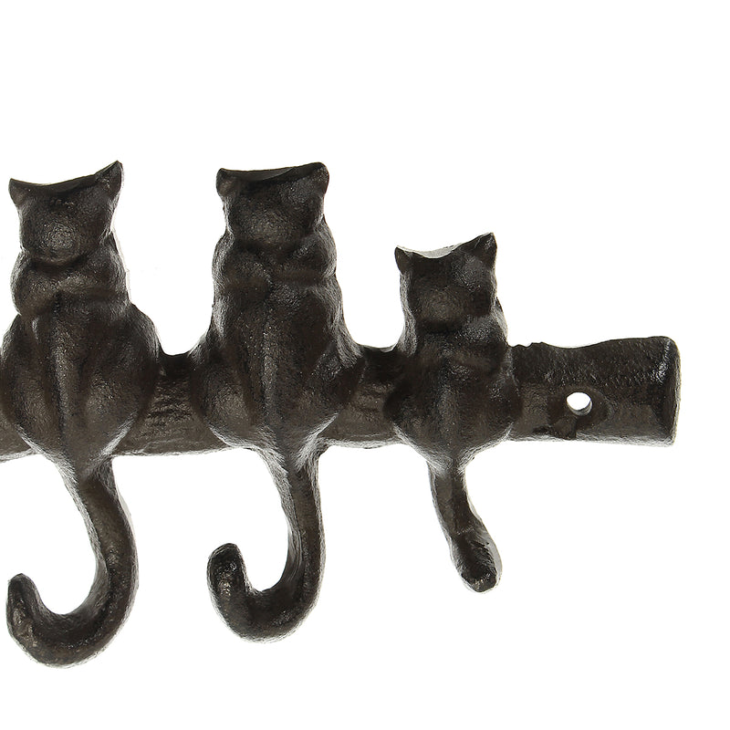 Cat Kitten Tail Cast Iron Wall Hook 6 Hooks Coat Keys Towel Rack Cloth Hanger Home Organizer