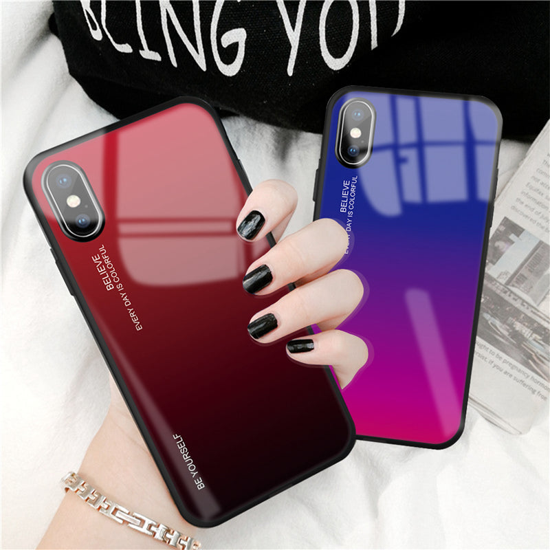 Bakeey Gradient Scratch Resistant Tempered Glass Protective Case For iPhone X/XS/XR/XS Max