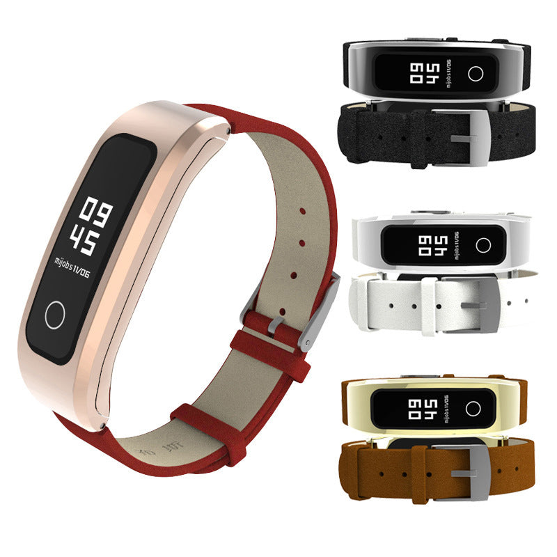 Mijobs Soft Genuine Leather Strap Replacement Watch Band for Huawei Honor 4 Running Version