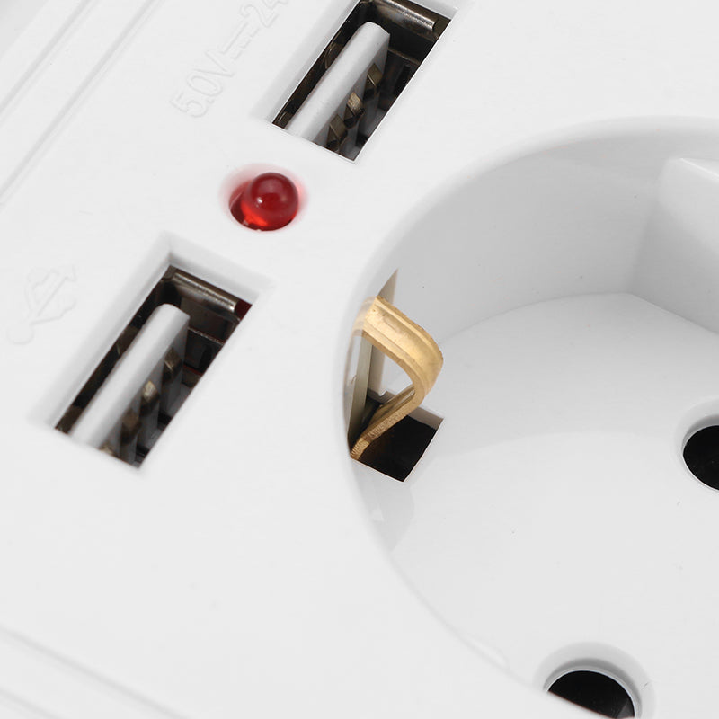 Excellway 250V 2.4A Dual USB Ports Wall Socket Switch Charger EU Plug Mount Power Adapter Outlet Panel